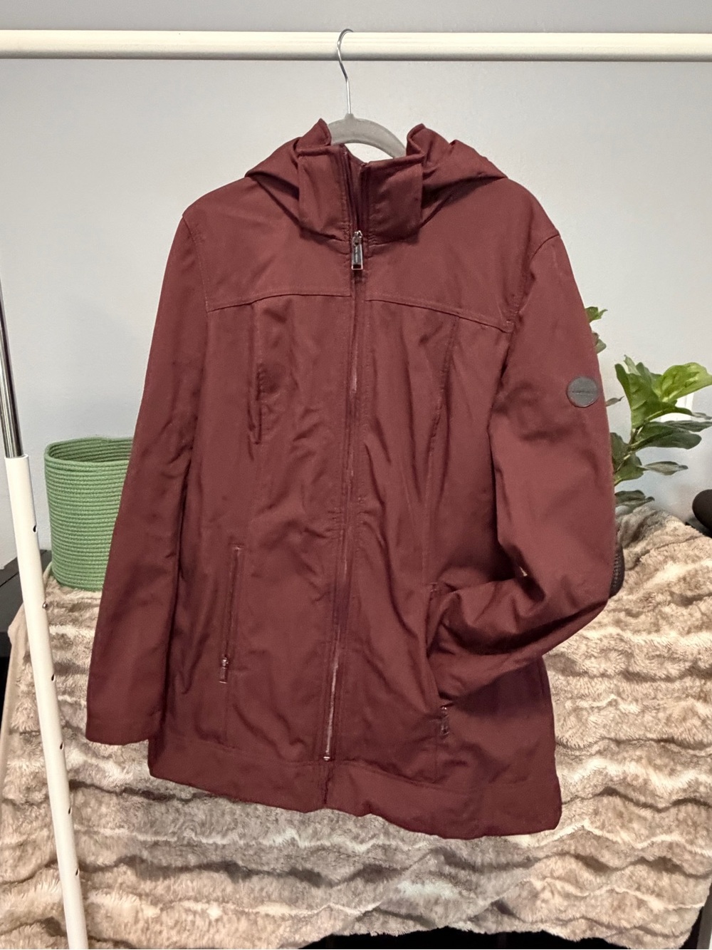 Andrew Marc Hooded Jacket in Burgundy